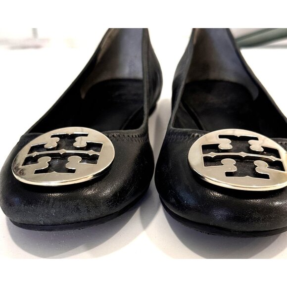 Tory Burch Black Flats with Gold Logo - Picture 9 of 9